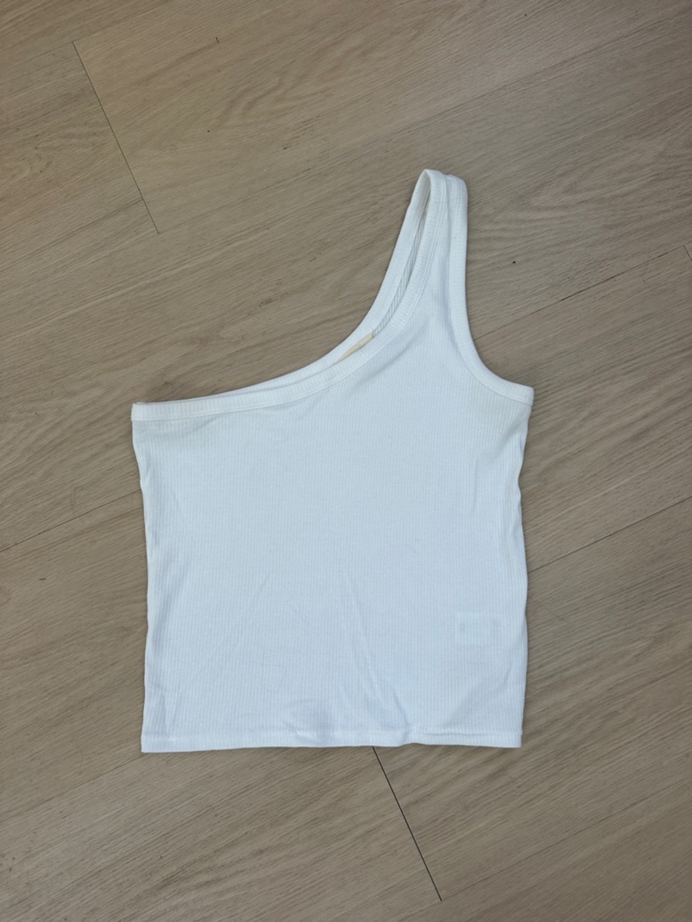 Lucky Brand Asymmetrical One-Shoulder Ribbed Tank Top - White